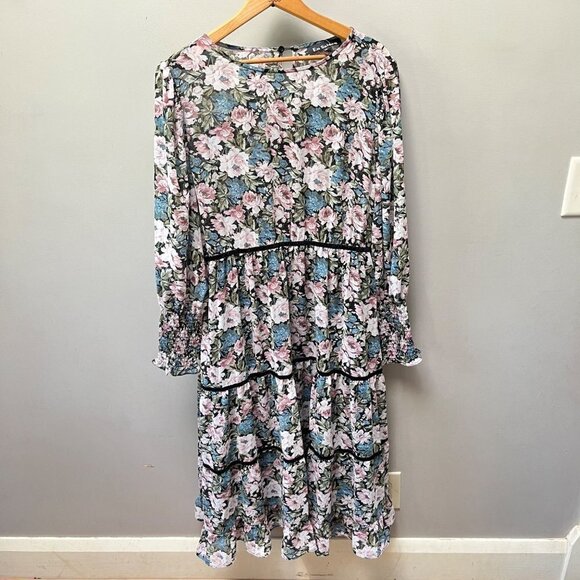 NEW EN SAISON Floral Print Midi-Dress- Size‎ M - Picture 1 of 9